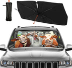 Fun Cow Driving Car Sunshade Umbrella Cow Print Windshield Sun Shade for Car Retractable Umbrella Sunshades for Front Window Fun Cows Driving Sun Shades Cover Visor Portector Block UV Rays