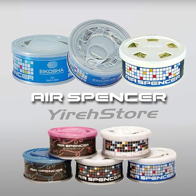 AS Air Spencer Cartridge 2x Marine Squash (A19) and 2x Clear Squash (A24) scent, Heavy Duty, Last Long, JDM Eikosha Japan Car Air Freshener