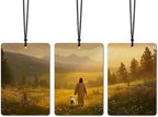 Jesus Christian Car Air Freshener 3 Pcs, Jesus & Lost Sheep on a Wild Flower Field Religious Air Freshener Hanging for Cars Books Closet Drawer, Christian Girly Car Accessories for Women Girls