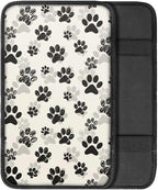 Dreaweet Black Dog Paw Print Car Center Console Cover for Women Cute Car Armrest Cover Center Console Cushion Pad Soft Comfy Arm Rest Cover for Car Truck SUV Van