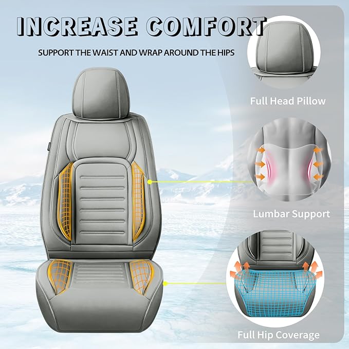 Fit HRV Premium Leather Car Seat Covers Compatible with Honda HRV 2016-2025 2026, Breathable, Wear Resistant, Airbag Compatible, All-Weather Protection & Full Coverage, Full Set Gray