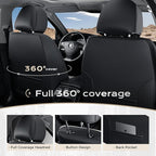 Coverado Car Seat Covers Front Seats, Seat Covers for Cars, Car Seat Protector, 2-Pack Car Seat Cushion Nappa Leather, Waterproof Seat Covers Carseat Cover Universal Fit for Most Cars(Black&Gray)