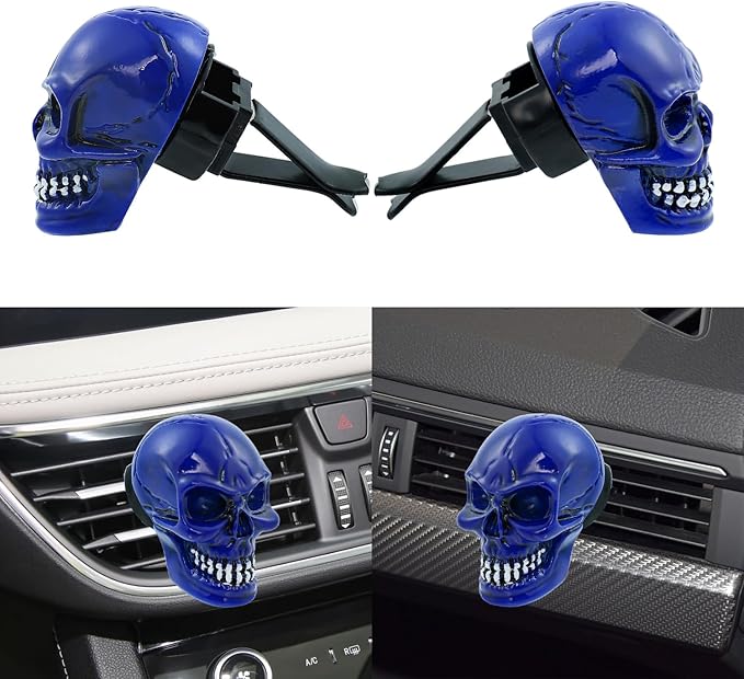 Skull Car Air Fresheners Cute Cool Funny Air Conditioning Vent Perfume Diffuser Decoration Interior Car Accessories 2 pcs