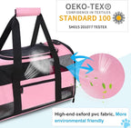 Cat Carrier Pet Carrier Airline Approved for Small Dogs Medium Cats Puppies 15 Lbs Dog Carrier with Reflective Strip, Collapsible Soft Sided Cat Travel Carriers - Pink