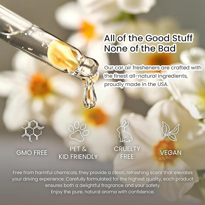 Hanging Car Air Freshener, Long Lasting Essential Oil Diffuser, Non-Toxic Vanilla Cream Scent, Cute Car Fresheners for Women, 2 Pack Made in USA
