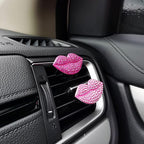 2 Pieces Bling Sexy Lip Air Vent Clips Rhinestone Lipstick Car Air Freshener Clip Crystal Car Air Outlet Decorations Charm Car Inter Decor Accessories for Girls Women