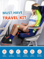 3 in 1 Airplane Travel Essentials Kit, Travel Pillow with Head Support, 3D Eye Mask for Sleeping, No Collapse Foot Hammock for Airplane, Portable Long Flights/Car Road Trip Essentials Sets