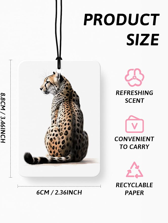 Trendy Retro Leopard Lucky 8 Ball Car Air Freshener 4 Pcs, Girly Cheetah Print Star Hanging Air Freshener for Cars Closet Drawer Books, Cute Girly Car Accessories Mirror Decor for Women