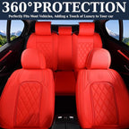 Coverado Car Seat Covers Full Set, 5 Seat Universal Seat Cover for Cars, Luxury Faux Leather Waterproof Seat Cover, Front and Back Car Seat Protector, Auto Seat Covers Fit for Most Vehicles, Red