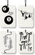 Dark Coquette Girly Car Air Freshener 4 Pcs, Retro Black Lucky 8 Ball Cheetah Hanging Air Freshener for Cars Closet Drawer Books, Preppy Cute Car Accessories Mirror Decor for Women
