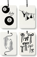 Dark Coquette Girly Car Air Freshener 4 Pcs, Retro Black Lucky 8 Ball Cheetah Hanging Air Freshener for Cars Closet Drawer Books, Preppy Cute Car Accessories Mirror Decor for Women