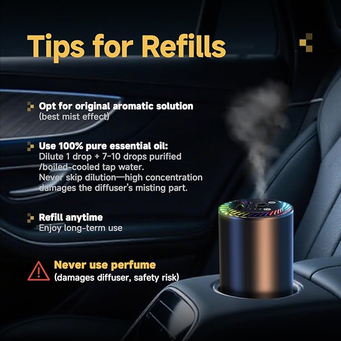 Smart Car Air Freshener Diffuser Voice Control with Starry Projection Light, 3 Adjustable Modes Intelligent Aromatherapy for Essential Oil, Smart Auto On/Off, Voice Edition (Cologne + Ocean)