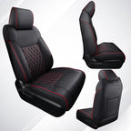 Huidasource Front Truck Seat Covers Fit for 2nd Gen Toyota Tacoma 2005-2015 Double&Crew Cab, Leather Car Seat Cushion Cover for Tacoma Base, PreRunner, SR5, Limited, TRD Sport(Front Pair/Black&Red)