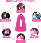 Travel Pillow, Travel Pillow for Kids, Sleeper Hold Pillow Travel, Removable U-Shaped Pillow for Adults and Children to Support Head and Body in The Back Seat of Long Car Trips (Rose Purple)