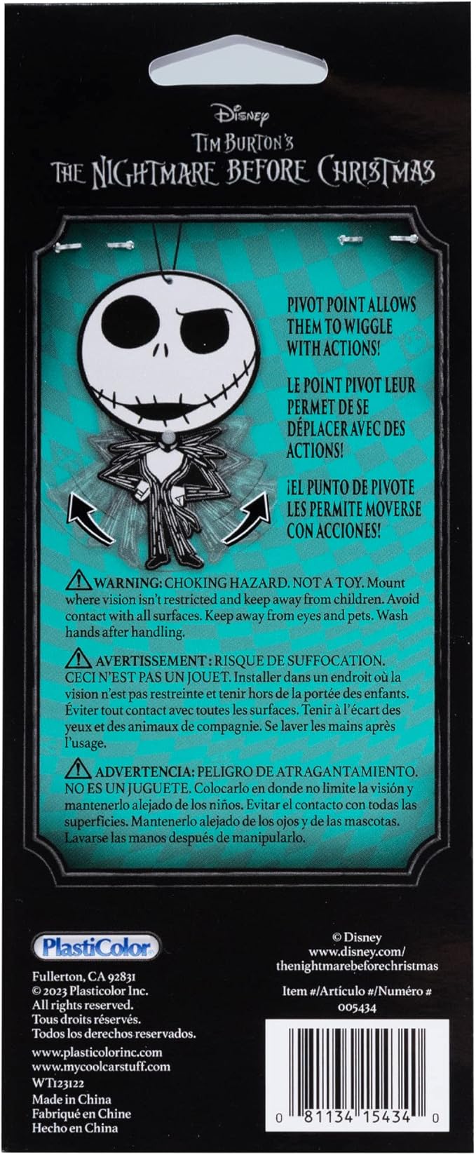 Plasticolor 005434R01 Nightmare Before Christmas Jack Skellington Wiggler Air Freshener
