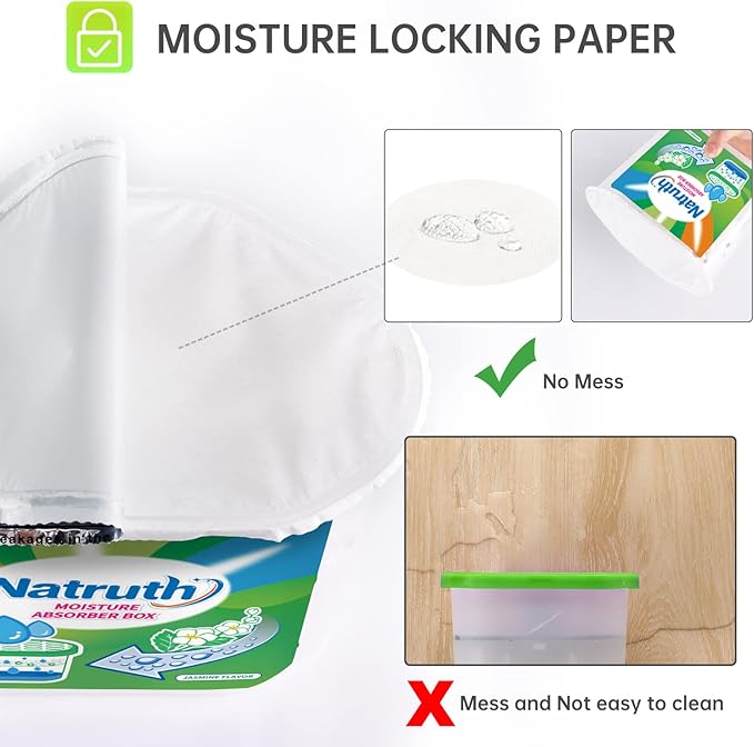 NATRUTH Moisture Absorber boxes, Jasmine 800ml(6 PACKS)*12.5OZ Closet Dehumidifier, Eradicate Odor Moisture Absorbers Bucket, Humidity Absorber,Dehumidifier for Closet,Bathrooms, Kitchen & Boats