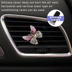 Augeny 2PCS Bling Butterfly Air Vent Clips, Cute Crystal Car Air Fresheners Vent Clips, Rhinestone Diamond Auto Diffuser Vent Clip for Women Girls, Car Interior Decor Accessories (Rose Red)