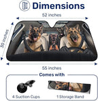 GENANY German Shepherd Dog Family Funny Windshield Sun Shade for Car SUV Truck (55x30 Inches), Sun Shade Windshield, Protector Blocks UV, Car Decor