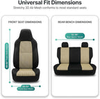 FH Group Automotive Full Car Seat Covers for SUV, Trucks, Sedan and More - Universal Fit Front High Back & Rear Solid Bench Design Interior Accessories - 3D Air Mesh Fabric Center Panel - Beige