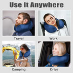 Travel Pillow, Memory Foam Neck Pillow for Traveling, U Shape Neck Pillow Airplane Portable Flight Pillow Travel Kit with 5D Contoured Eye Masks and Earplug for Plane Train Car Home Office - Blue