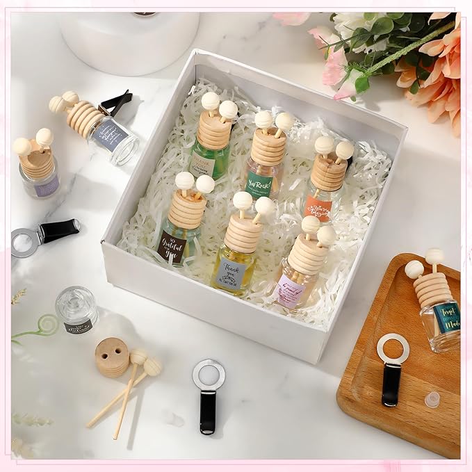 20 Pcs Employee Appreciation Gifts Bulk, Empty Car Diffuser Bottles with Vent Clip, Refillable Essential Oil Car Air Freshener Gifts for Coworker Team Teacher Nurses Staff (Appreciation)