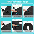 Inflatable Travel Neck Pillow for Airplane, Head Support Velvet Adult Neck Pillow for Long Flight, Kit with Eye Mask, Earplugs and Storage Bag,1, Black