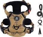 IVY&LANE No Pull Dog Harness with Leash Set, Reflective No Choke Pet Vest,Adjustable Oxford Dog Vest Harness with Easy Control Handle for Large Dogs (Light Brown,XL)