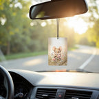 Spring Floral Bunny Mouse Fox Badger Car Air Freshener 4 Pcs, Whimsical Forest Animal Botanical Wildflower Hanging Air Freshener for Cars Closet Drawer Books, Cute Car Accessories for Women