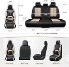 Coverado Car Seat Covers, Leather Seat Covers Full Set, Waterproof Car Seat Protector with Lumbar Support, Automotive Seat Covers Seat Cushions Universal Fit for Most Cars SUV Trucks, (Black&Beige)