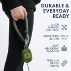 Spark Paws Handsfree Dog Leash – Shock Absorbing Waist Bungee Lead for Running, Car Seatbelt Clip & Poop Bag Set, Heavy Duty Tactical Lead for Medium, Large & X-Large Breeds - Army Green