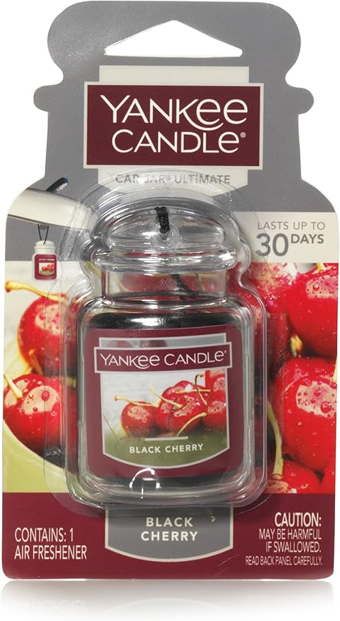 Yankee Candle Car Air Fresheners, Hanging Car Jar Ultimate, Neutralizes Odors Up To 30 Days, Black Cherry, 0.96 OZ (Pack of 4)