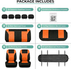 FH Group Automotive Car Seat Covers Full Set Premium 3D Air Mesh Front Seat Covers, Airbag Compatible & Split Bench Cover Universal Fit Interior Accessories for Cars Trucks and SUVs - Orange