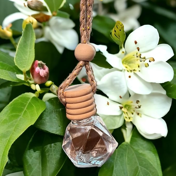 Handmade Hanging Car Fragrance Diffuser (Honeysuckle Jasmine) | Long-Lasting Car Air Freshener | Cute Refillable Accessory (Multiple Scents)