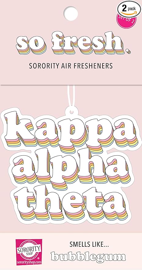 Sorority Shop Kappa Alpha Theta Retro Air Freshener - KAT Bubblegum Scented Air Freshener – Sorority Retro Design Air Freshener for Car or Dorm– Sorority Gift, Charm Paraphernalia