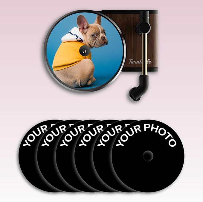 Custom Air Freshener for Car with Photo Text Picture Both Sides, Personalized Gift for Valentine’s Day Birthday- Ideal for Car Wardrobe Bathroom Hanging Ornaments (Record Player Vent Clips)