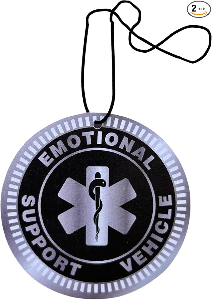 Emotional Support Vehicle Air Freshener – 2-Pack Pine Scented Car Hanging Fresheners – 7cm Funny Auto Accessory for Cars, Trucks, SUVs, RVs