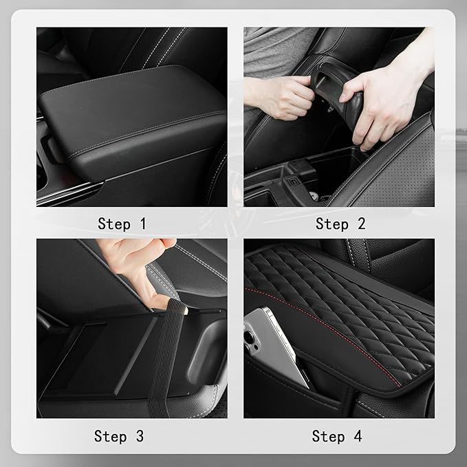 Patchwork Leather Center Console Covers for Cars,Upgraded Arm Rest Cover for Car with Side Storage Pocket for Car Seat Organizer,Middle Console Cover Stylish Car Decoration (Pink)