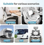 FLORICH 2 in1 Truck Seat Cushion and Lumbar Support Pillow Memory Foam Car Seat Cushion with Adjustable Strap for Truck Driver Long Drives, Fits Semi Truck Seat,Car,Office&Gaming Chair(Grey)