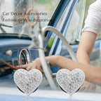 Bling Car Accessories,Silver Heart Air Vent Clips Car Freshener,2pcs Sparkling Dashboard Decor for Women,Cute Rhinestone Decorations