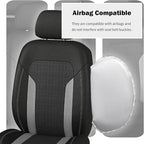 2 Pack Universal Car Seat Cover with Breathable Mesh Backrest,Comfortable Car Seat Protector with Foam Padding and Retaining Buckle,Highly Elastic Car Seat Covers Full Set (Gray)
