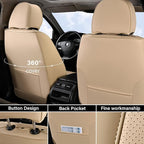Coverado Front Seat Covers, 2 Pieces Universal Seat Cover for Cars, Breathable Nappa Leather Waterproof Car Seat Cover, Car Seat Protector, Driver Seat Cover, Auto Seat Covers Fit for Cars, Beige