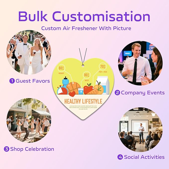 HINFKA 10-1000 Pcs Custom Air Fresheners with Picture – Personalized Double-Sided Photo or Logo Bulk Air Freshener, Customized Gifts for Corporate and Business Branding