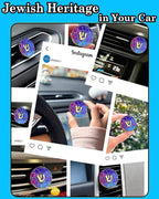 Hebrew Shin Car Vent Clip Air Freshener - Essential Oil Diffuser Refillable with 1 DIY Unscented Pads for Car Jewish Hanukkah Gifts Blue 1.57”