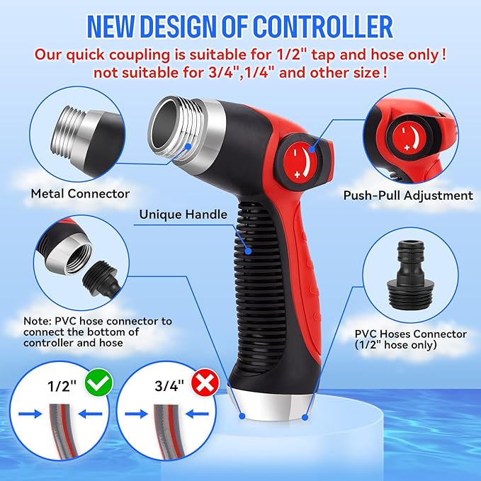 MYPIN 16 in 1 Car Wash Foam Gun, Foam Cannon,Adjustable Hose Wash Sprayer with 2.5 to 6 Bars Foam Blaster,Suitable for Car Cleaning and Garden Use with 1/2” Quick Connector (Clear)