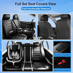 Fit Equinox Car Seat Covers for Select Chevrolet/Chevy Equinox 2007-2026 - Premium Full Coverage Leather, Airbag Compatible, Waterproof & All Weather Seat Cushion Protector, Full Set, Black