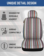 Baja Saddle Blanket Car Seat Covers Front Set with Seat Belt Pads, Washable Breathable Striped Woven Cloth Seat Covers for Cars, SUV, Truck, Airbag Compatible(Red)