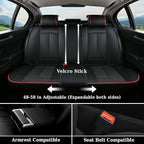 Coverado Universal Seat Covers Full Set, Universal Seat Covers for Cars, Waterproof Nappa Leather Car Seat Covers with Head Pillow, 5 Seats Auto Protectors Fit for Most Pick-up Truck, Black&Redline