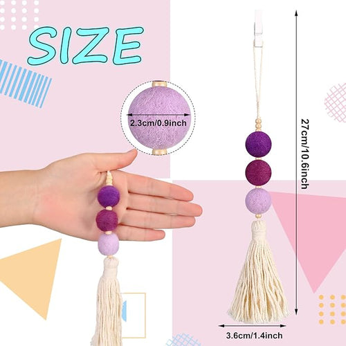 6 Pieces Felt Ball Car Diffuser Essential Oil Car Tassel Hanging Bead Aromatherapy Diffuser Colorful Charm Vent Clips Air Freshener for Decor(Bright Color)