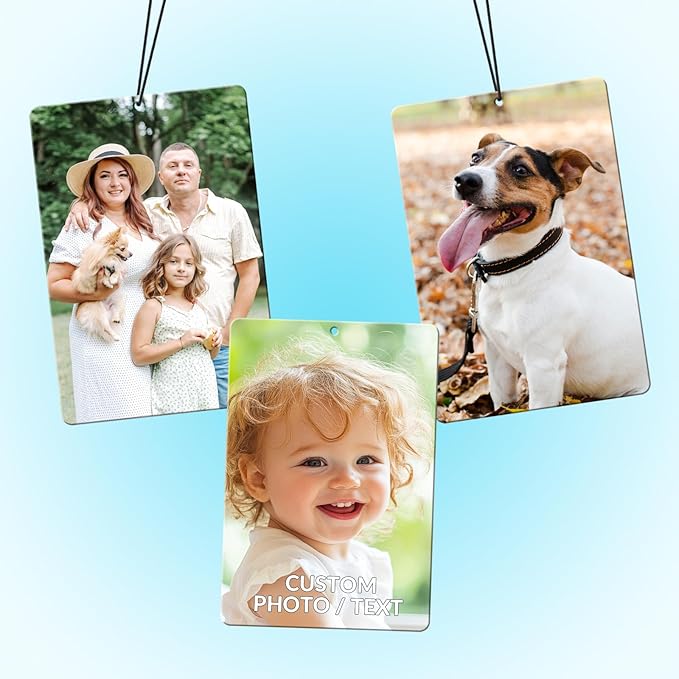 Custom Air Fresheners with Picture - Personalized Double Sided Photo Air Freshener, Customized Air Freshener for Car Wardrobe Bathroom Hanging Ornaments (A1-Rectangle)