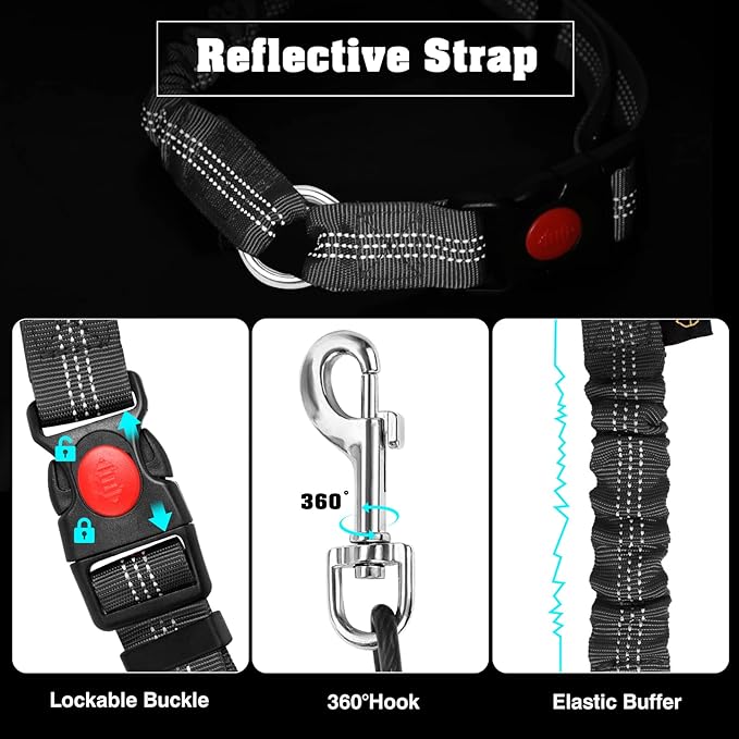 Chew Proof Dog Car Seat Belt, 2 in 1 Steel Cable Dog Car Accessories Headrest Restraint Doggie Car Seatbelt for Medium Large Dogs Chewer Heavy Duty Doggie Seatbelts for Cars Swivel Attach